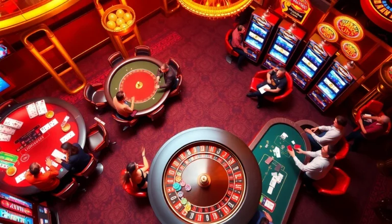 Action-packed shot of players at poker and slot machines on https://32win.ae.org/, showcasing the thrill of online gambling.