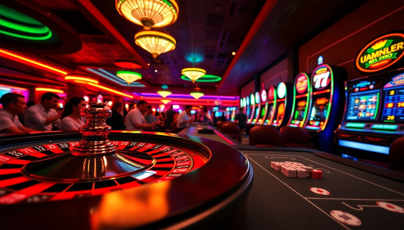 Players enjoy the thrill of the casino at https://hb88game.pro/, with vibrant roulette and poker tables enhancing the gaming atmosphere.