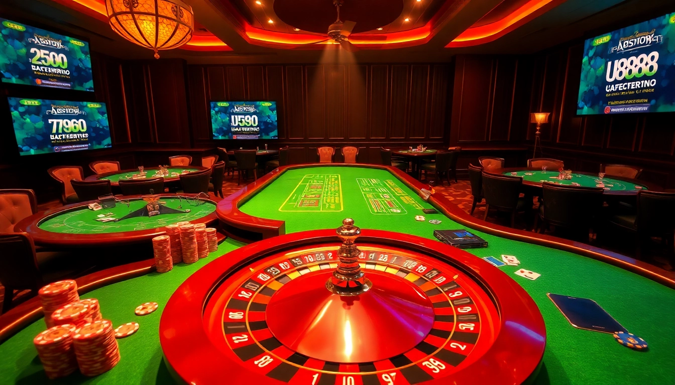 Engage in thrilling casino gameplay at https://u888.ae/, with dynamic scenes of live poker and roulette action.